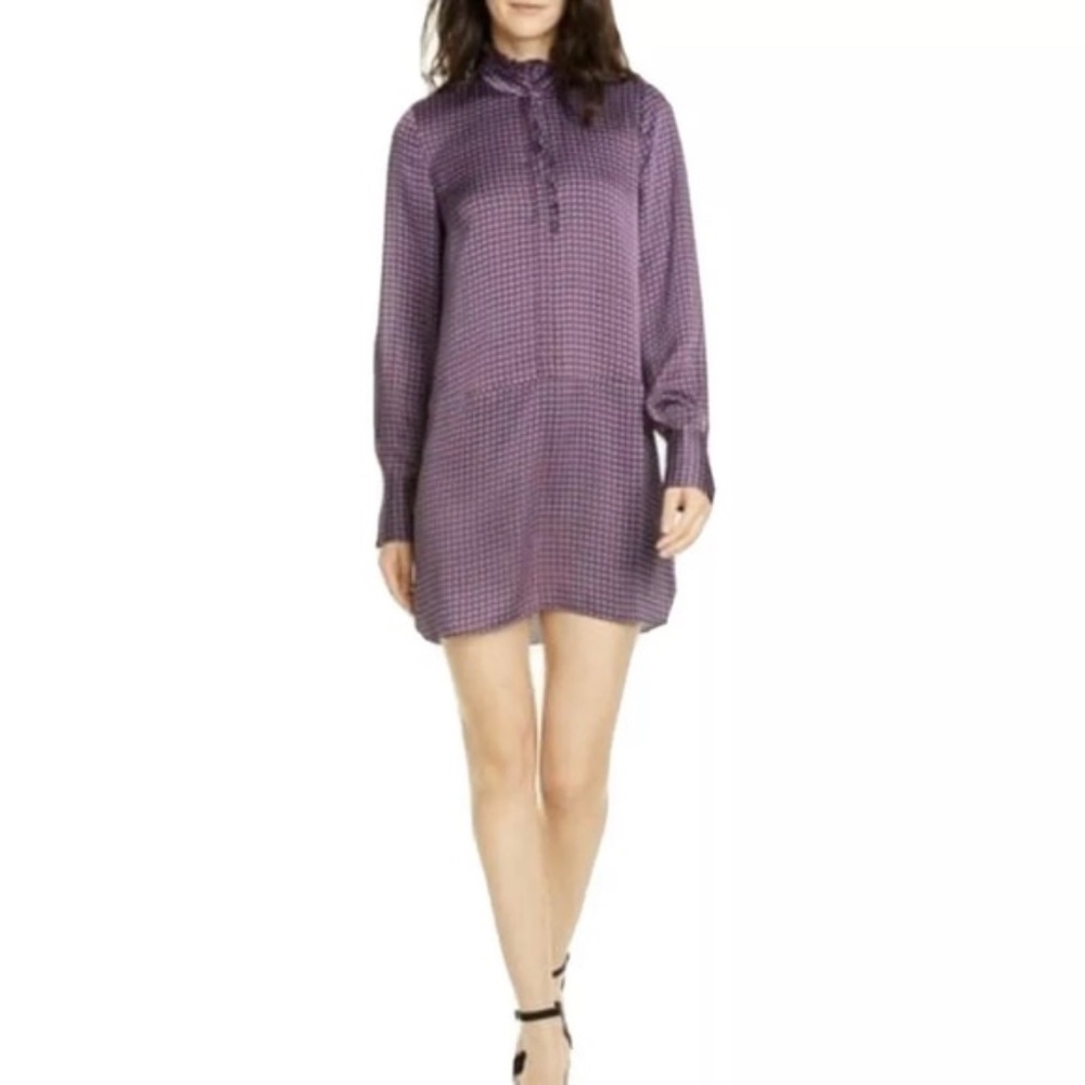 Prynn Ruffle Neck Long Sleeve Shirtdress